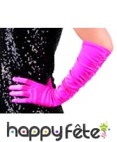 Gants fuschia pissés et satinés