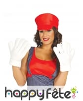 Grands gants blancs Mario, adulte