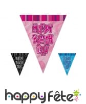 Guirlande Happy Birthday de Fanions, 274cm