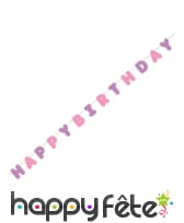 Guirlande Happy Birthday rose et violet de 274cm