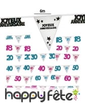 Guirlande Joyeux Anniversaire pailletée, 6m