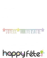 Guirlande Joyeux anniversaire pastel, 160cm, image 1