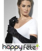 Gants longs velour noir, image 1