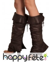 Guêtres médiévales aspect cuir marron pour femme