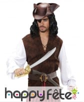 Gilet marron et manches blanches de pirate