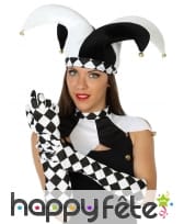 Gants mi-longs arlequin blanc noir, image 1