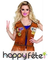 Gilet marron style hippie pour femme