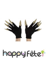 Gants noirs avec longs ongles pailletés, image 1
