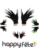 Gants noirs avec longs ongles pailletés