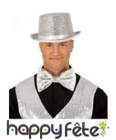 Grand noeud papillon argenté pour adulte de 20 cm