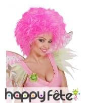 Grosse perruque rose fluo pour femme