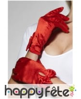 Gants rouges courts avec petit noeud, ouverts, image 1
