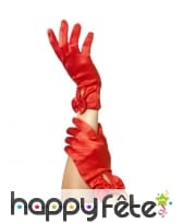 Gants rouges courts avec petit noeud, ouverts