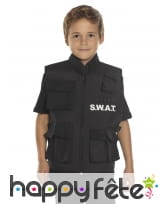 Gilet SWAT noir sans manche pour enfant