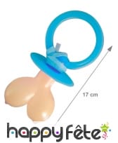 Grande sucette nénés sur tétine bleue pour adulte