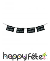 Guirlande vip noir blanc happy birthday de 4,50m