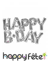 Happy Birthday en ballons argentés de 78 cm