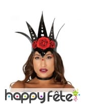 Haute couronne noire vinyle avec roses rouges