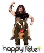 Homme des cavernes à dos de dino