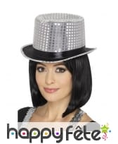 Haut de forme argenté à sequins, image 1