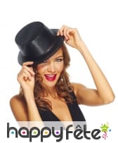 Haut de forme avec paillettes noir, image 1