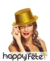 Haut de forme avec paillettes or, image 1