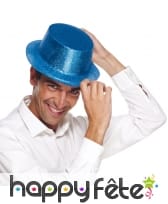 Haut de forme avec paillettes turquoise, image 1