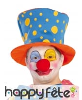 Haut de forme de clown rigolo à pois jaunes adulte