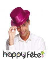 Haut de forme fuschia paillette, image 1