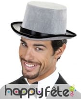 Haut de forme gris ruban noir satiné