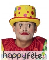 Haut de forme jaune avec boutons clown pour adulte