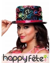 Haut de forme motifs fluo années 80