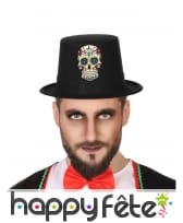 Haut de forme noir avec symbole du jour des morts