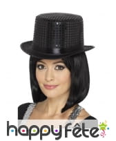 Haut de forme noir en sequins, image 1