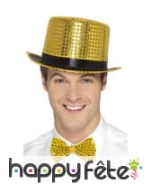 Haut de forme sequins dorés, image 1