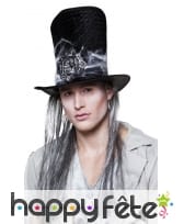 Haut de forme squelette avec longs cheveux