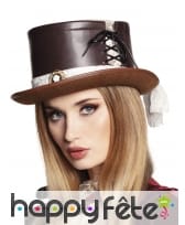 Haut de forme Steampunk marron mod&egrave;le luxe, femme