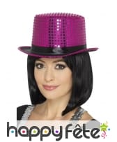 Haut de forme violet avec sequins, image 1