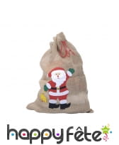 Hotte de père Noël en toile de jute