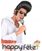 Haute perruque noire banane de rocker