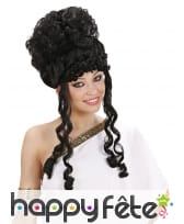 Haute perruque noire bouclée de déesse