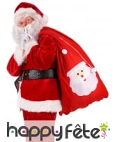 Hotte rouge imprimé tête du père Noël, image 1