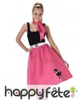 Jupe années 50 fuchsia pour femme et bandana, image 1