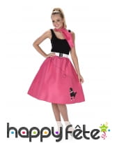 Jupe années 50 fuchsia pour femme et bandana