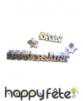 Joyeux Anniversaire argenté de 19cm, image 1