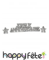 Joyeux Anniversaire argenté de 19cm