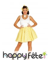 Jupe courte Vintage jaune à pois pour femme