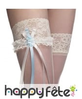 Jarretiere en dentelle blanche et noeud, image 1