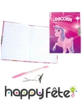 Journal intime licorne rose