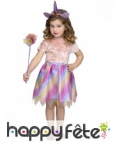 Jupe licorne multicolore avec oreilles et baguette